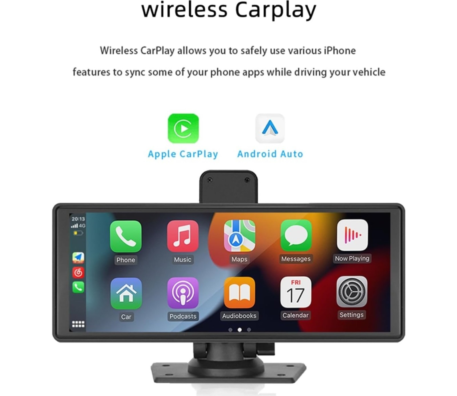 Wireless Bluetooth Carplay Car Stereo 9.3in with Dash Cam,1080p, Backup Camera