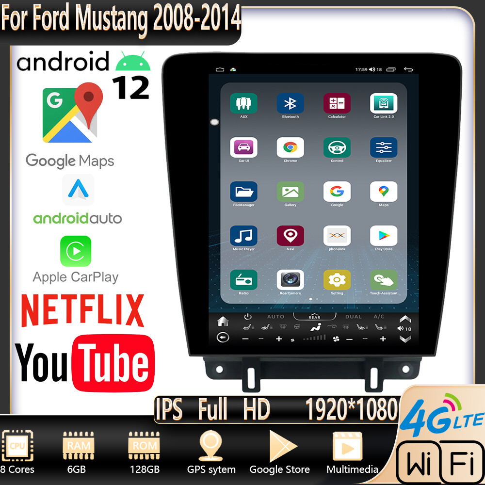 12.1″ Tesla Style For Ford Mustang 2008-2014 Car Stereo Radio Android Gps Navi