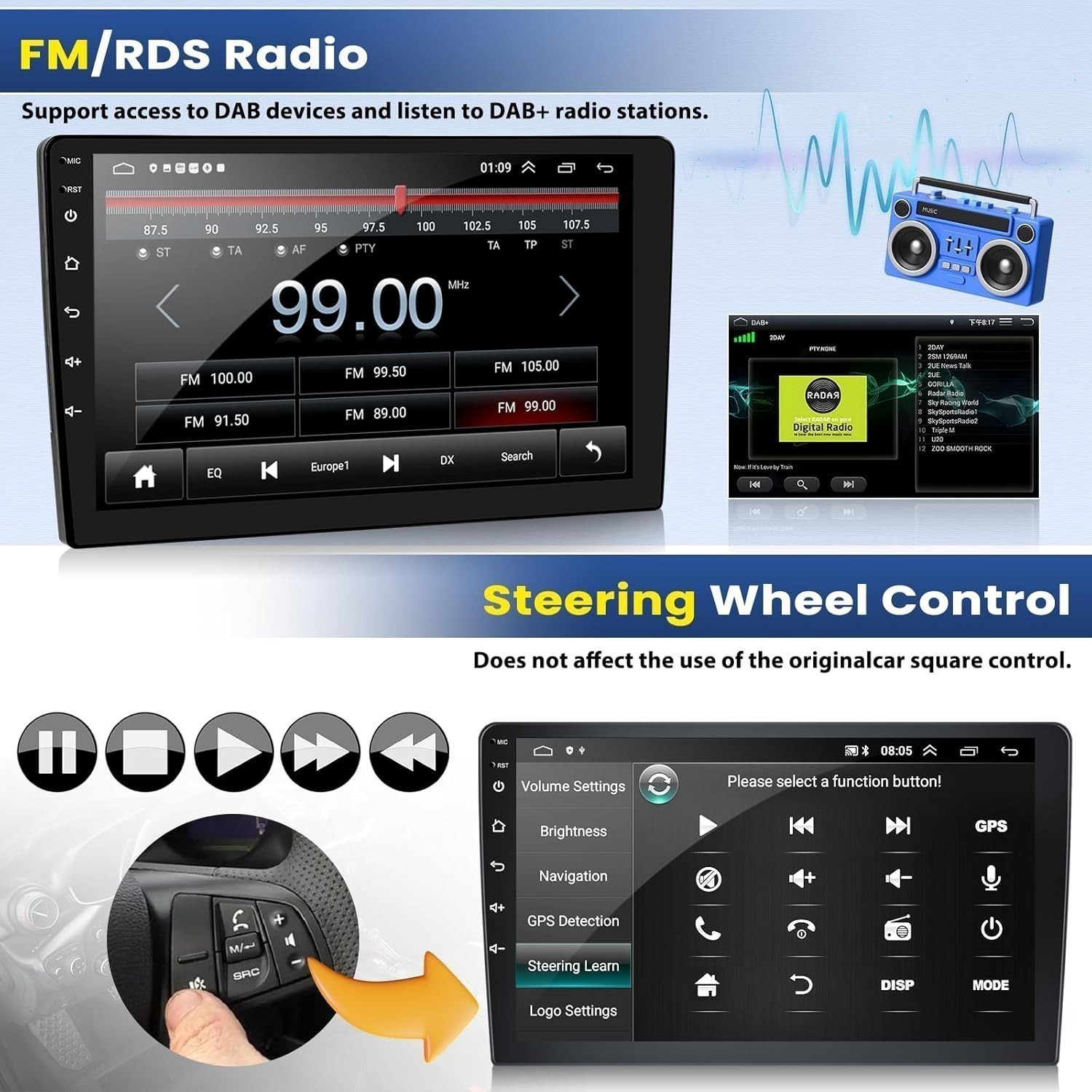 Radio For 2014-2017 Grand Cherokee Carplay EQ Cam Back Camera IPS Touchscreen