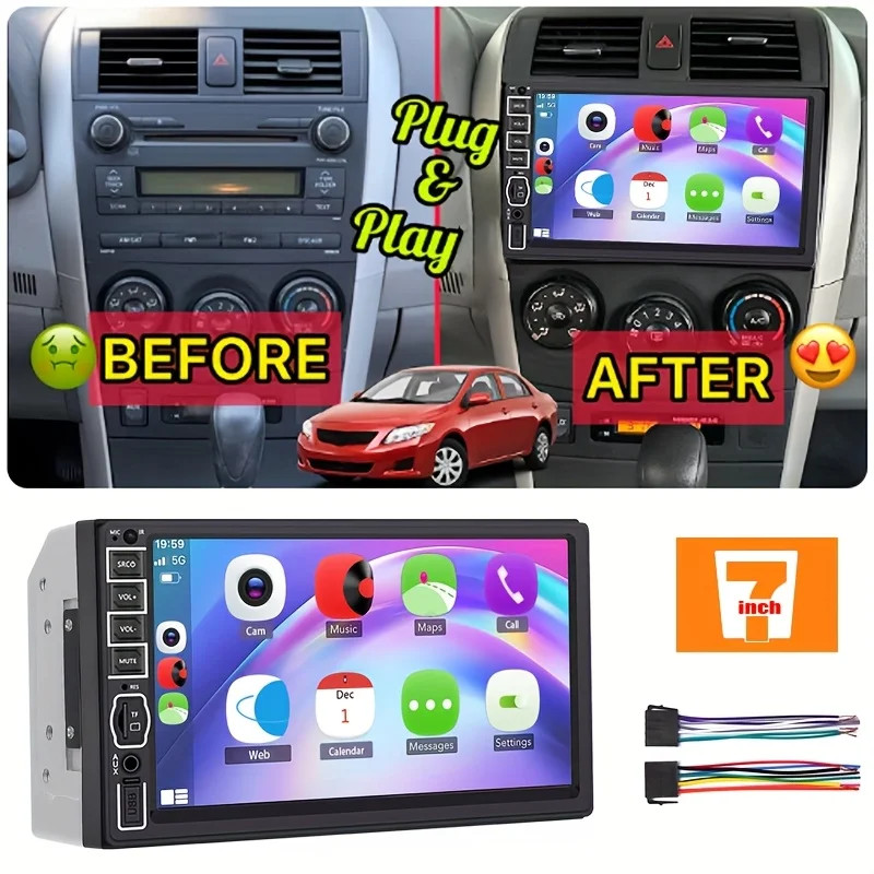 7″ Double 2 Din Car MP5 Player Bluetooth Touch Screen Stereo Radio Audio Mrrior/