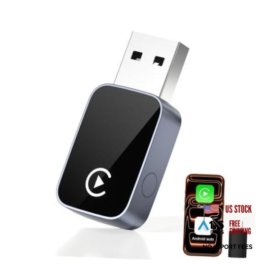 2-in-1 Wireless CarPlay & Android Auto Adapter Bluetooth 5.3 5GHz Wi-Fi No