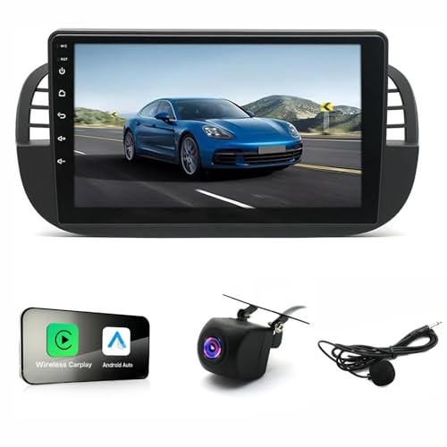 8-Core Andorid 14 Car Stereo Radio for Fiat 500 2007-2015, 9 inches Black1
