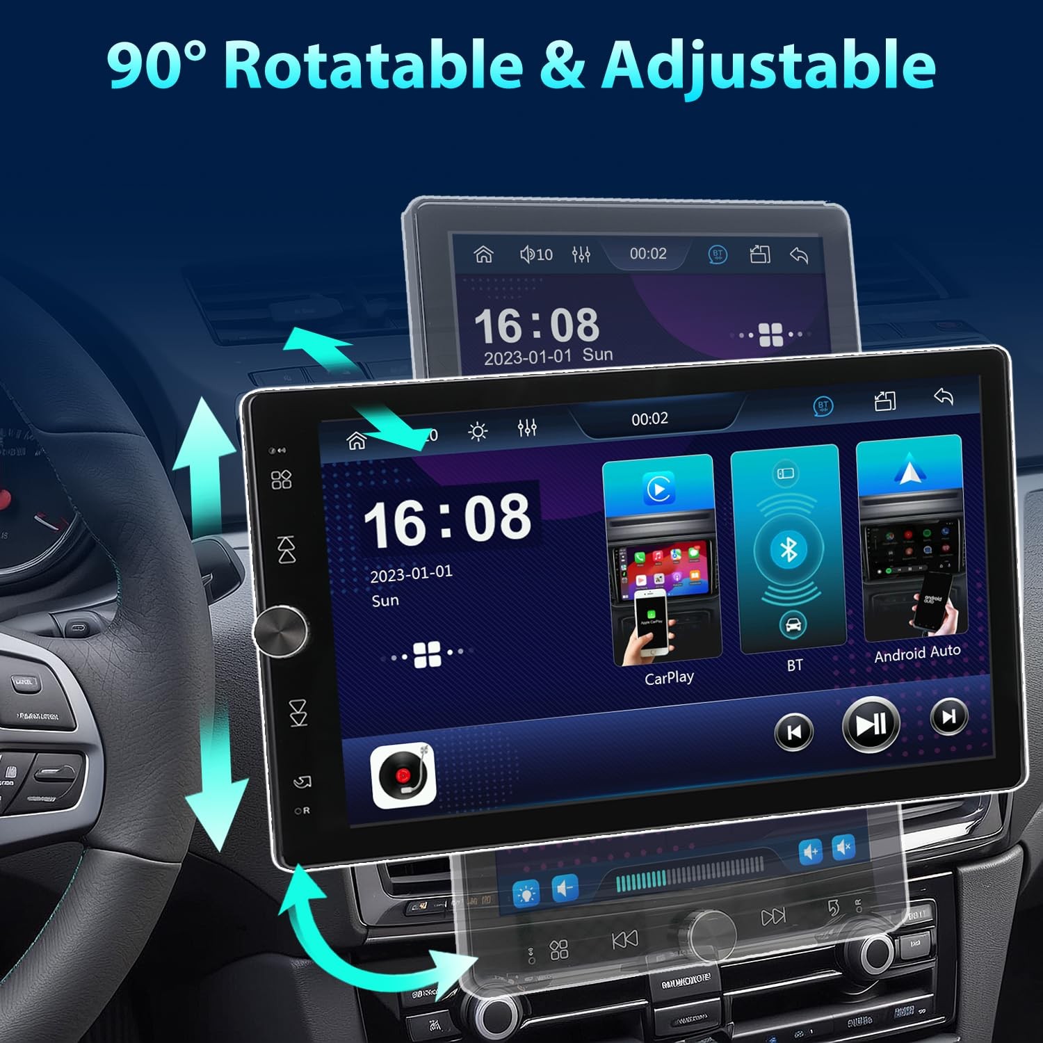Alondy Single Din Car Radio Touchscreen 10.4″ Rotatable Compatible with