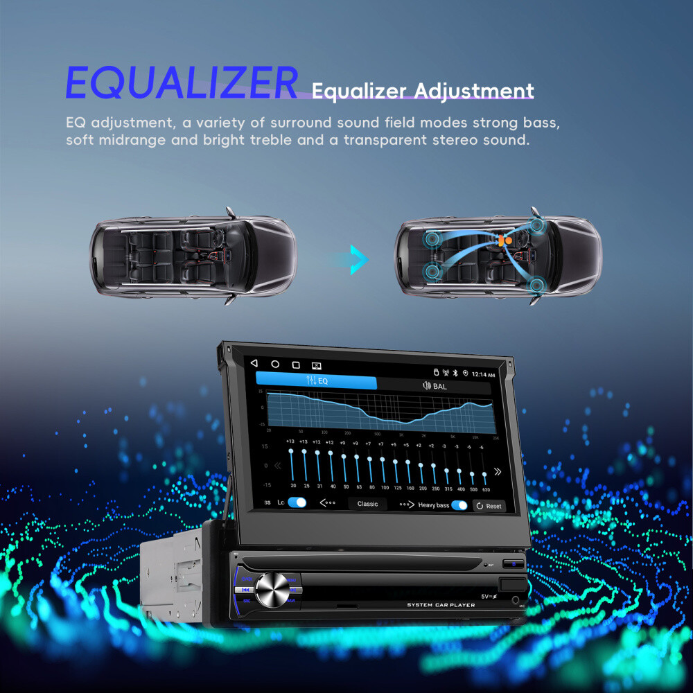 7” 4+64GB Android 15.0 Single 1 Din Car Stereo Radio GPS Navi WIFI FM RDS CAM