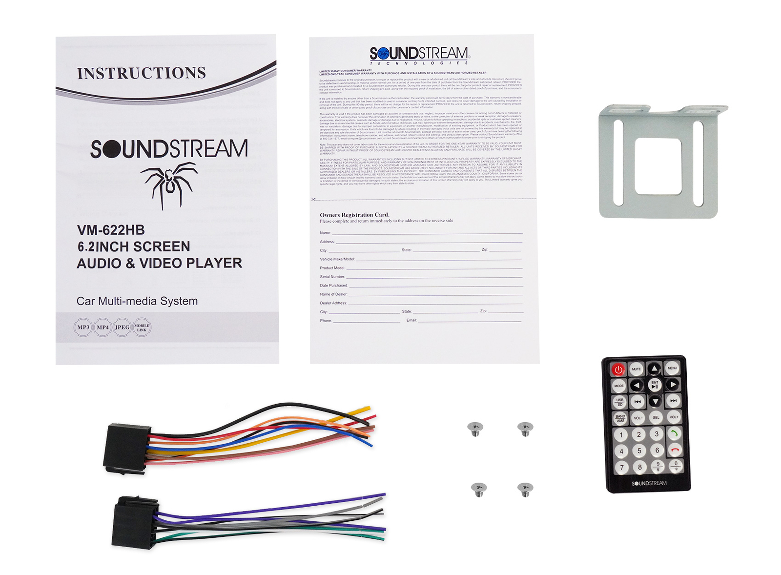 Soundstream VM-622HB 6.2” Car Monitor Bluetooth Receiver w/Android PhoneLink/USB