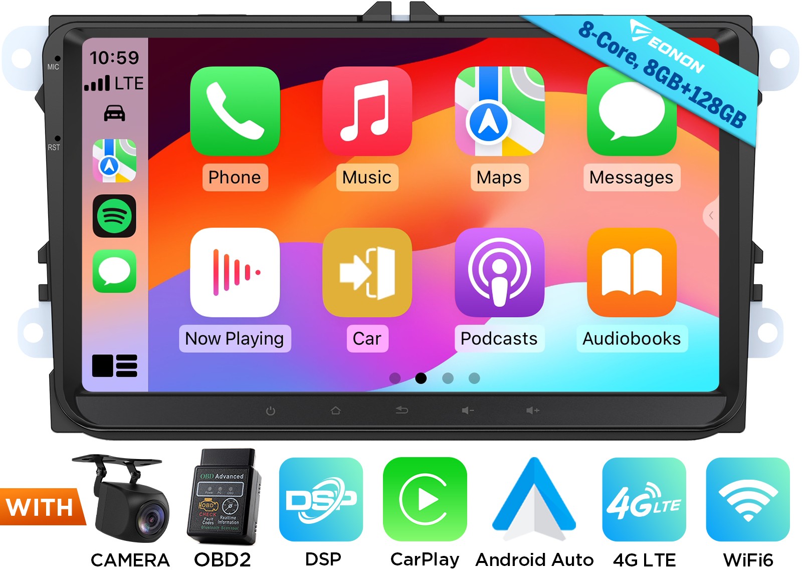9″ QLED 8+128 Android 13 Car Radio for VW Passat B7 10-14 CarPlay GPS Navigation