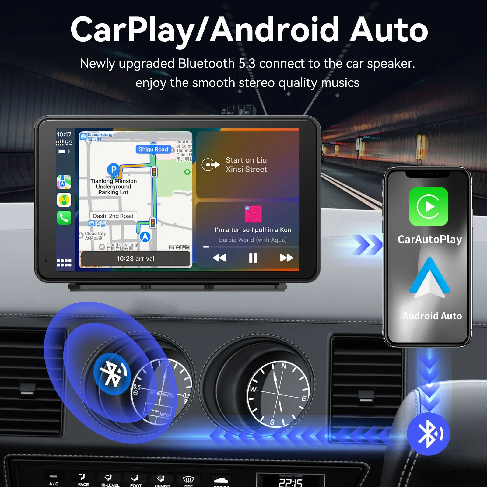 7″ HD Touch Screen Car Audio Receiver Wireless CarPlay Android Auto Display