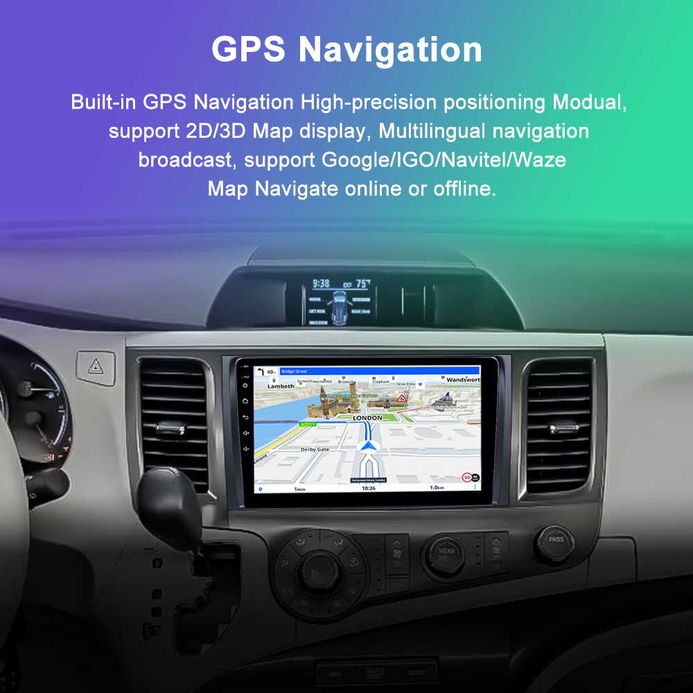 For Toyota Sienna 2011-14 Android 13 Car Stereo Radio GPS NAv Apple Carplay+Cam