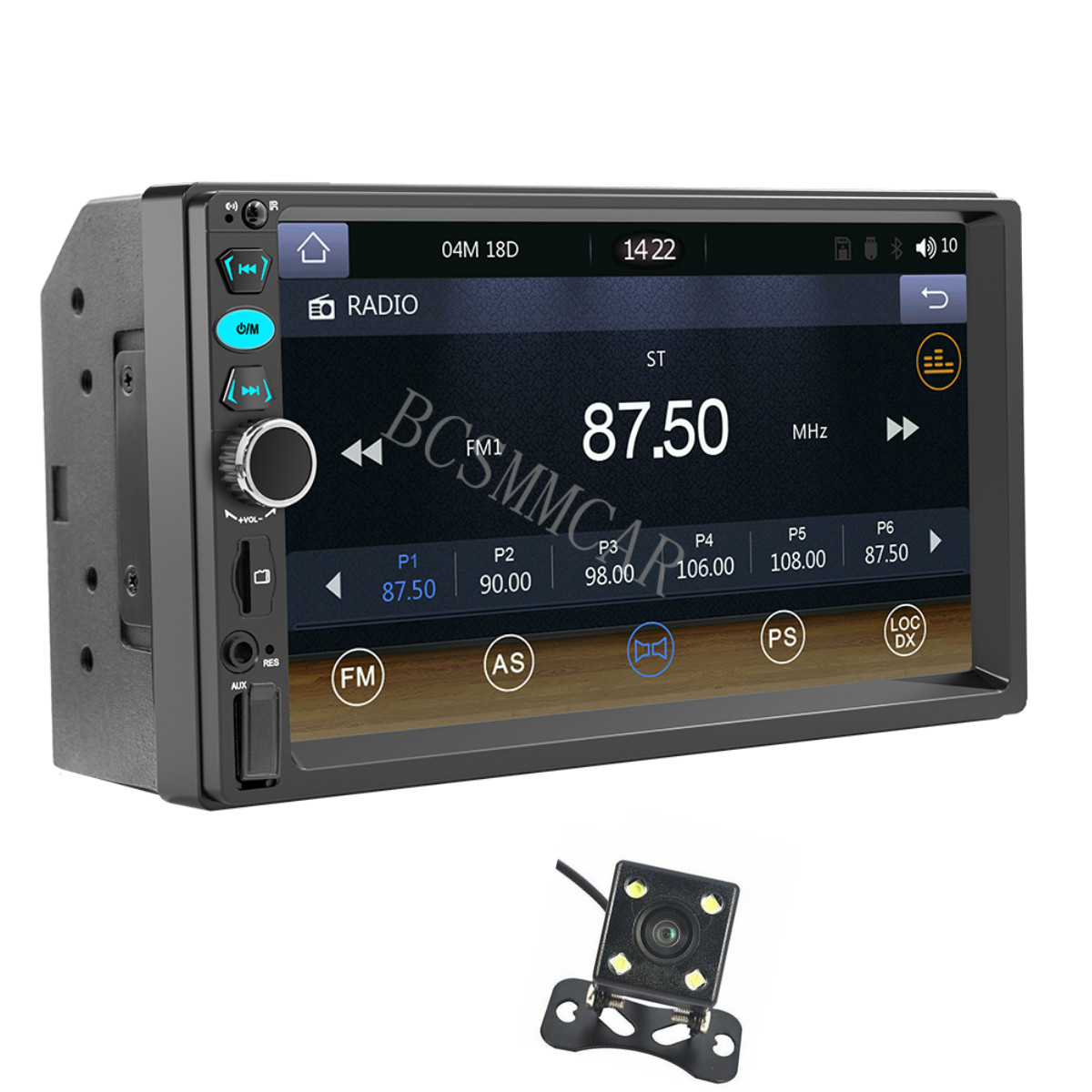 Car Radio Stereo For Apple Carplay 7in Double DIN MP5 Player FM AUX-IN W/Camera