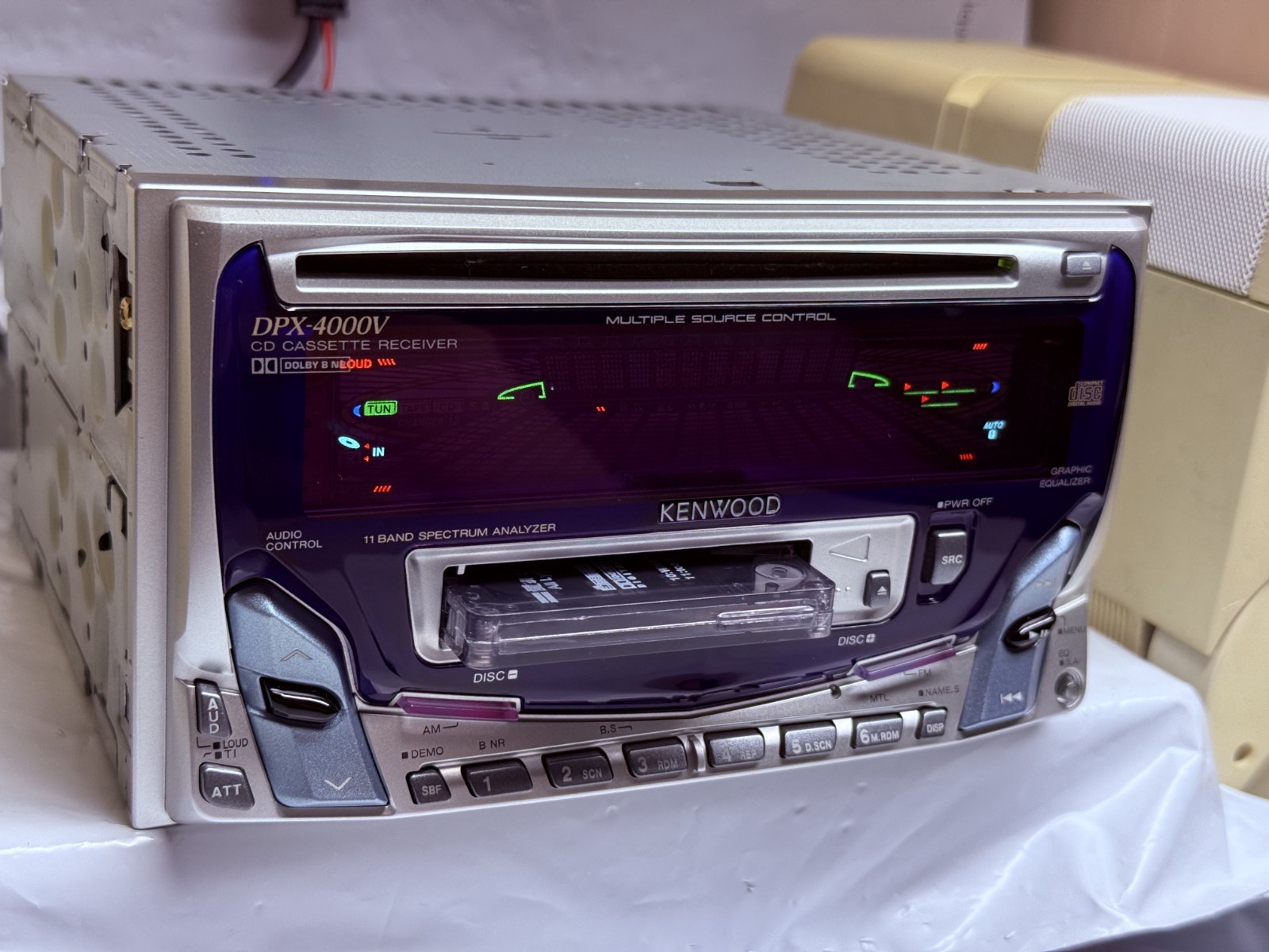 KENWOOD DPX-4000V 2DIN CD Cassette Car Stereo w/ External Bluetooth Japan Tested