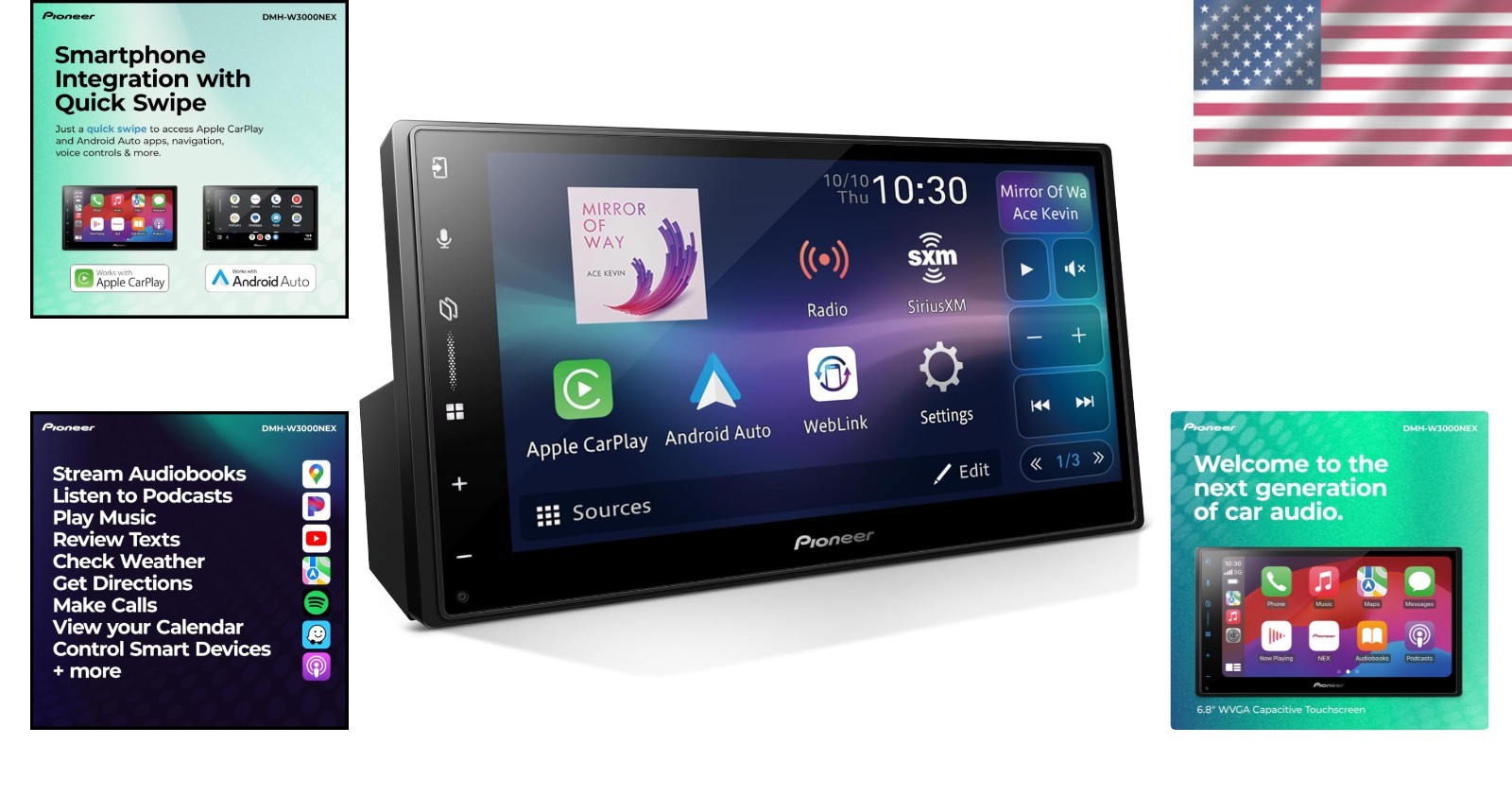 Pioneer DMH-W3000NEX 6.8″ Touchscreen Apple CarPlay Android Auto Receiver