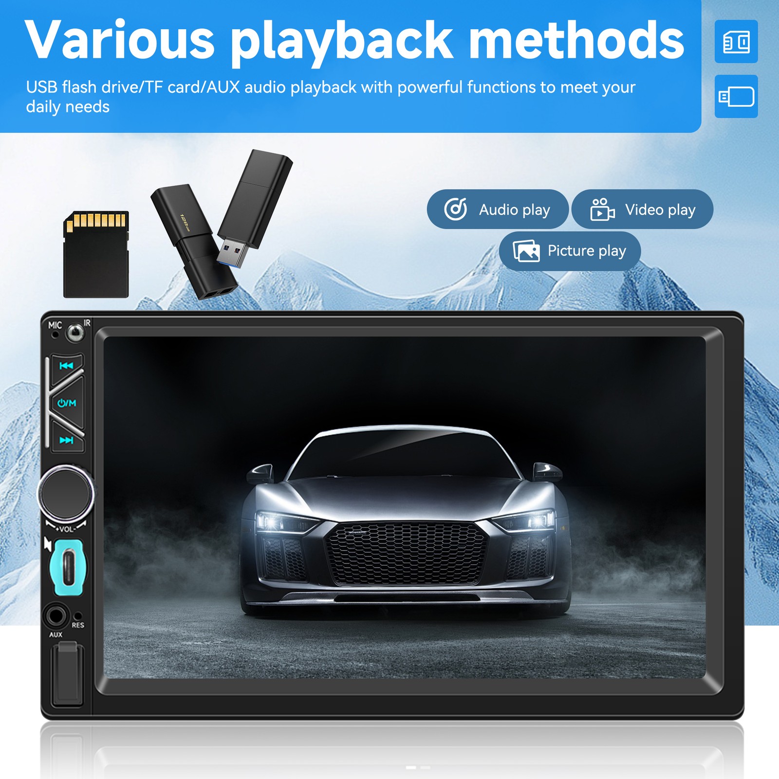7″ Touch Screen Stereo Bluetooth Radio Car For Apple/Android Carplay GPS +16GB