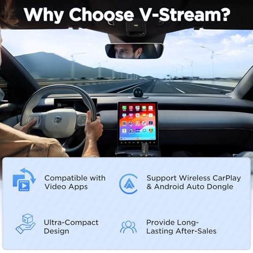 Mini 3in1 Stream CarPlay Android Auto Wireless Adapter, Support BlackGrey