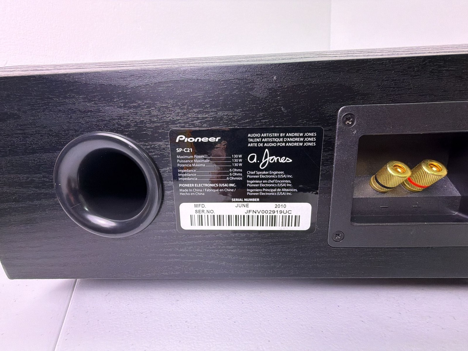 Pioneer SP-C21 Andrew Jones Signature Series Center Channel Speaker -TESTED-