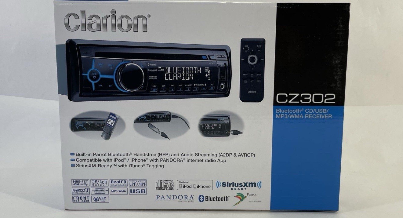 New Clarion CZ302 CD Bluetooth MP3 USB Sirius Pandora Radio Player USB Aux