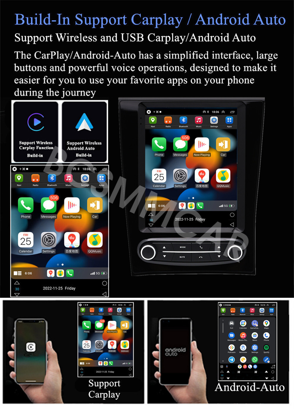 Car Multimedia Player WIFI For Carplay 4+32G W/Cam Fit For Lexus GS300 1998-2005