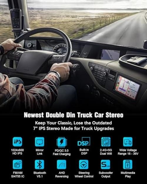 【】 Radio for Truck,Double Din Car Stereo with Wireless Carplay&Android Auto,7