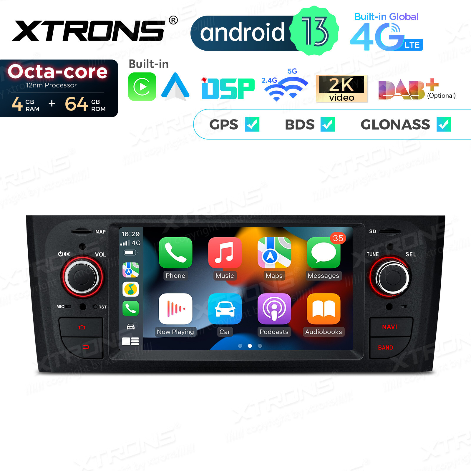 6.1″ Android 13 8-Core Car Stereo GPS CarPlay 4+64GB For Fiat Grande Punto Linea