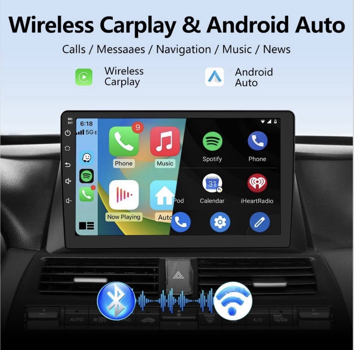 Car Stereo Radio 2008-2013 Honda Accord 10” Touchscreen CarPlay Android Auto