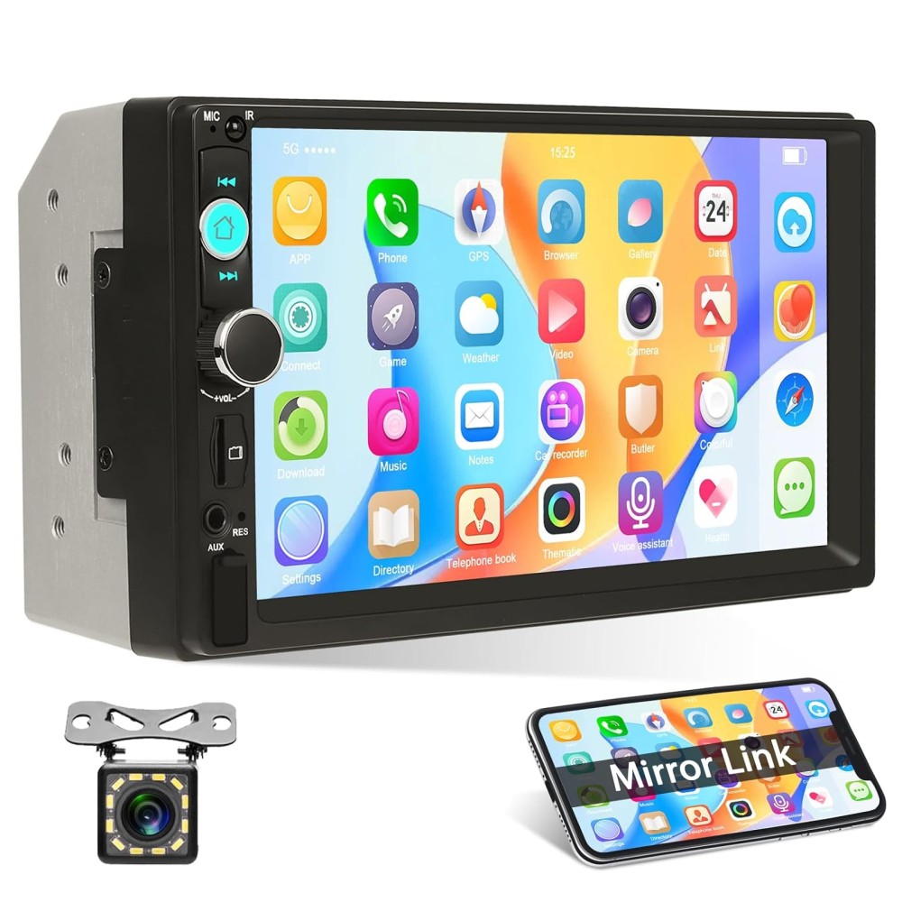 7″ Double 2 DIN Car MP5 Player Bluetooth Touch Screen Stereo Radio With Camera