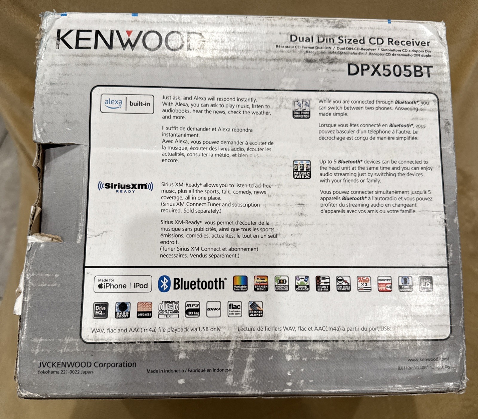 Kenwood DPX505BT Double DIN CD Receiver with Bluetooth Direct Access Button