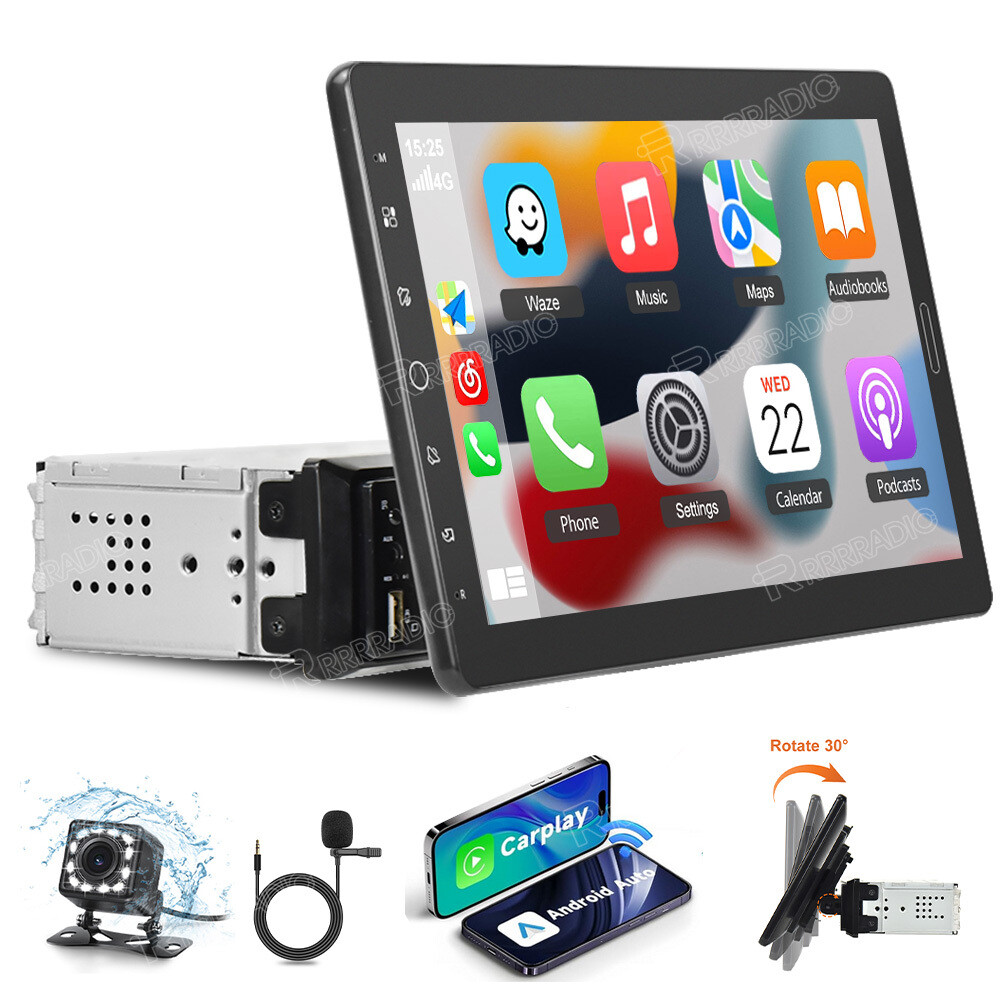 10.1″ Single 1 Din Apple/Android Carplay Rotatable Screen Car Stereo Radio + Cam