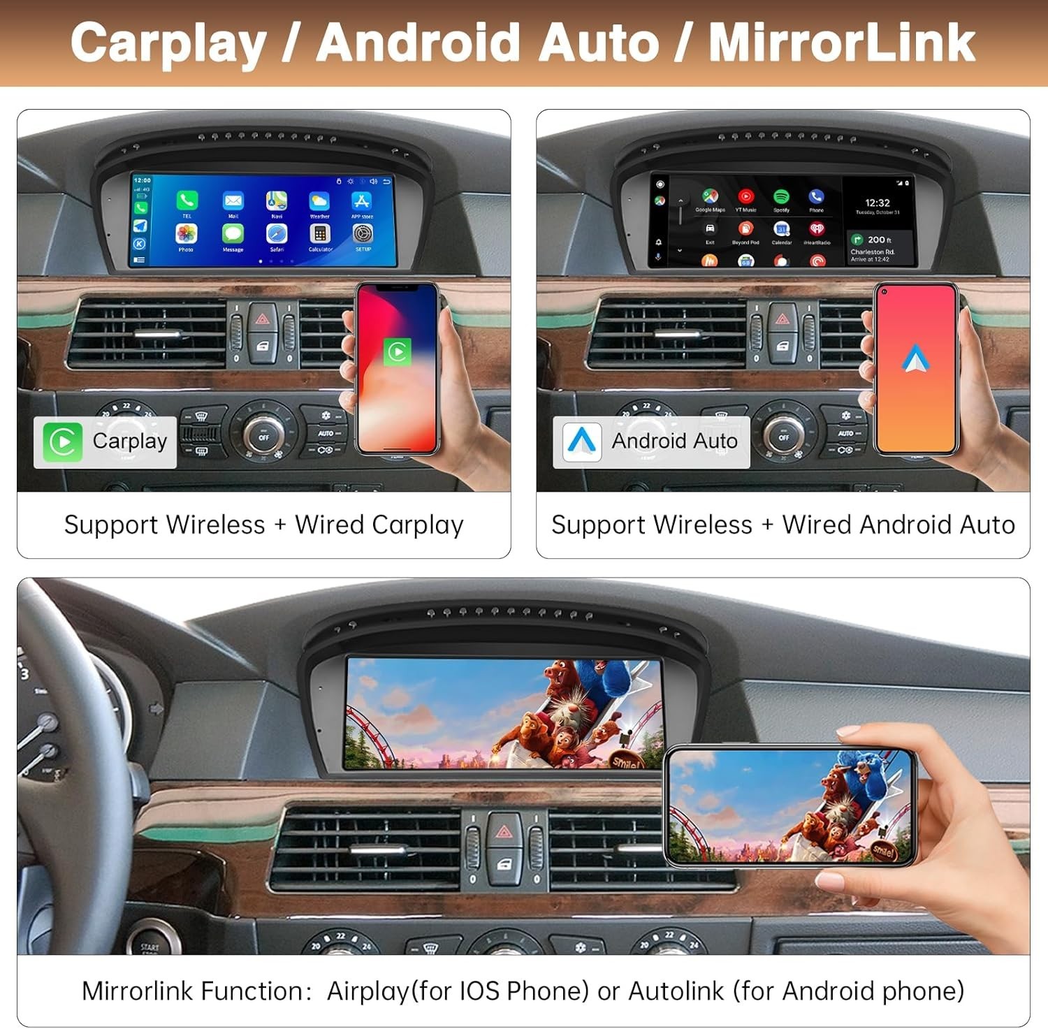 Double Din Car Stereo for BMW 5 Series E60 E61 2005-2008 with System 8.8 Inc4300