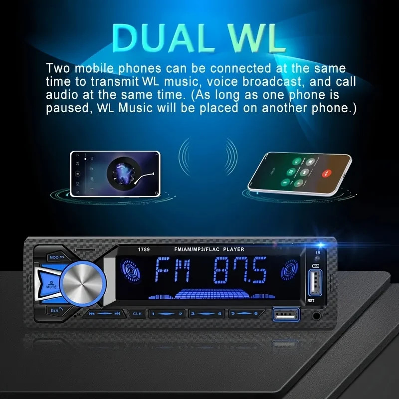 Car Stereo Single 1 DIN Radio Mp3 Player Bluetooth FM AUX IN USB TF SD Head Unit