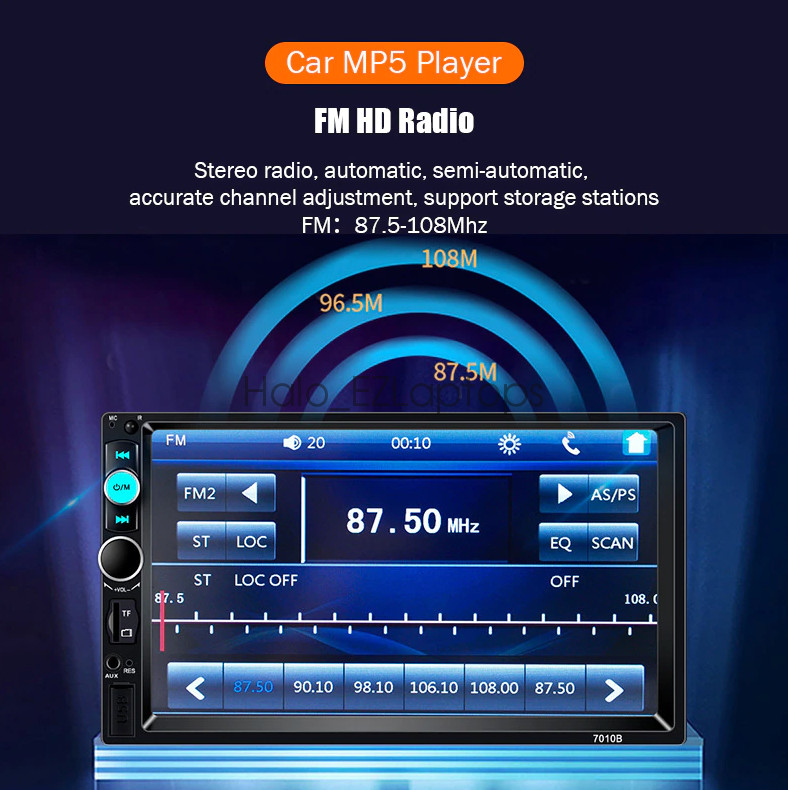 Double 2 DIN Car MP5 Player 7″ Bluetooth Touch Screen Stereo Radio With Camera