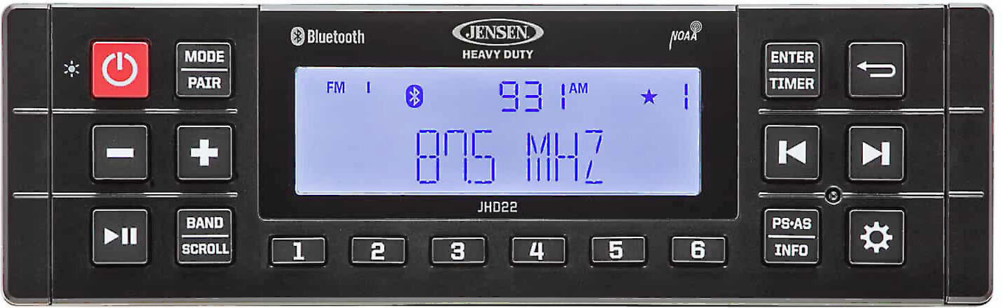 Jensen Heavy Duty JHD22B Media Reciever AM/FM, Bluetooth, Weatherband
