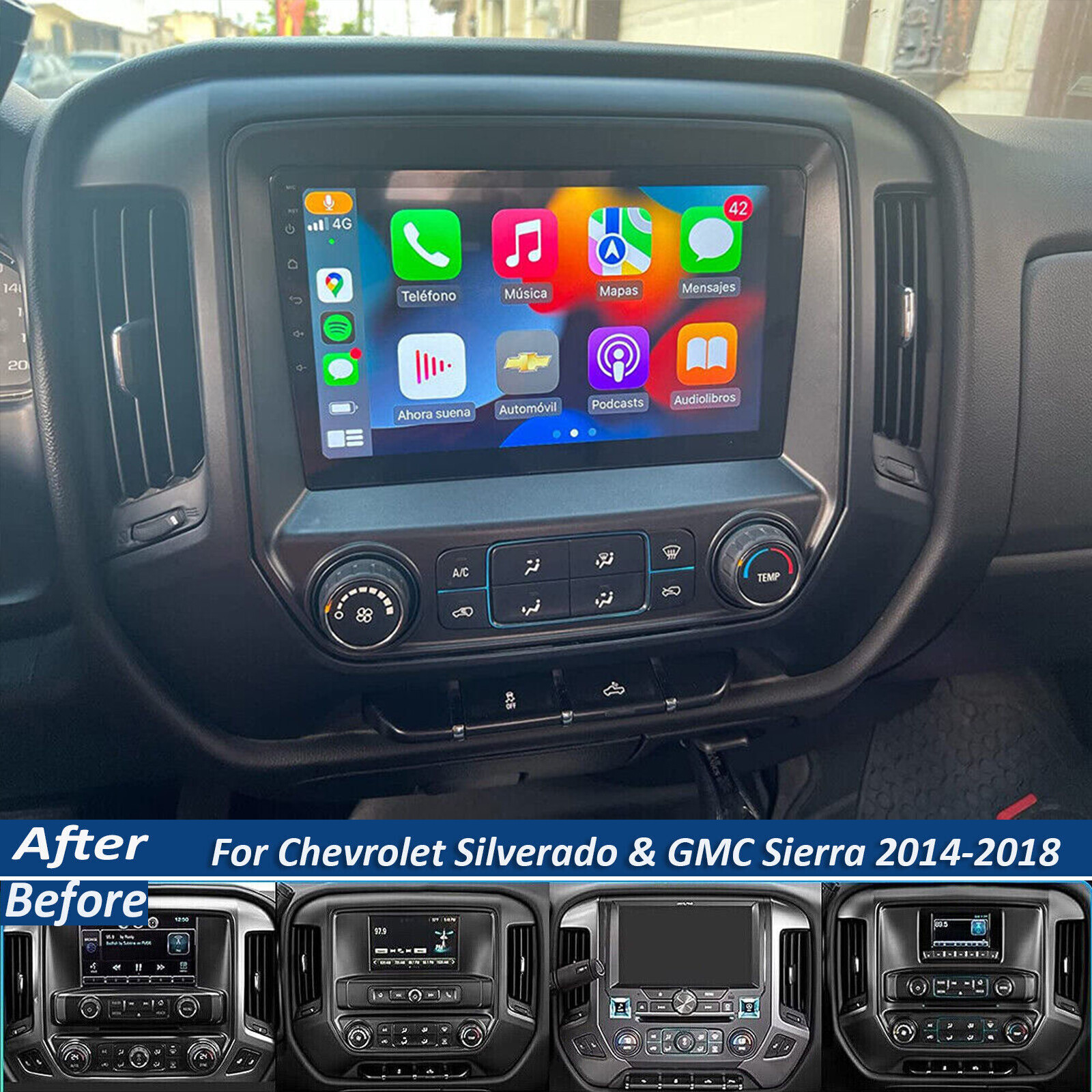 For Chevrolet Silverado GMC Sierra 2014-2018 Android Navi GPS Car Stereo Radio
