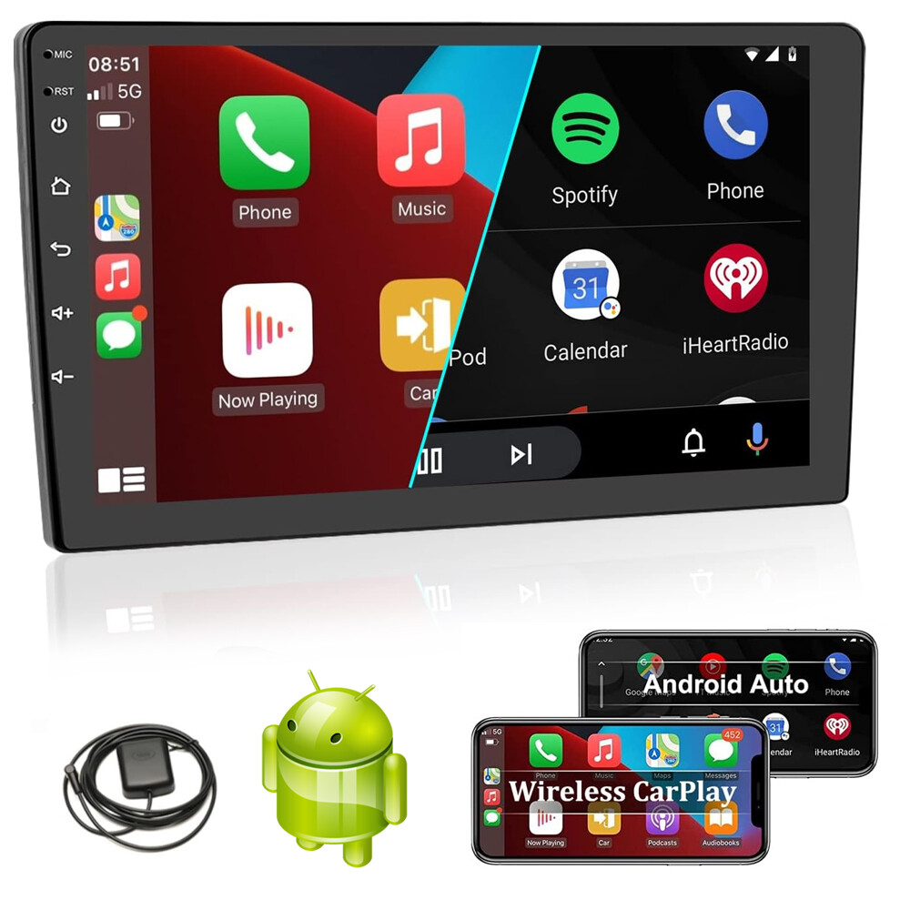 Android 10″ 2 Din Car Stereo Radio Wireless Carplay Touch Screen WIFI GPS NAVI