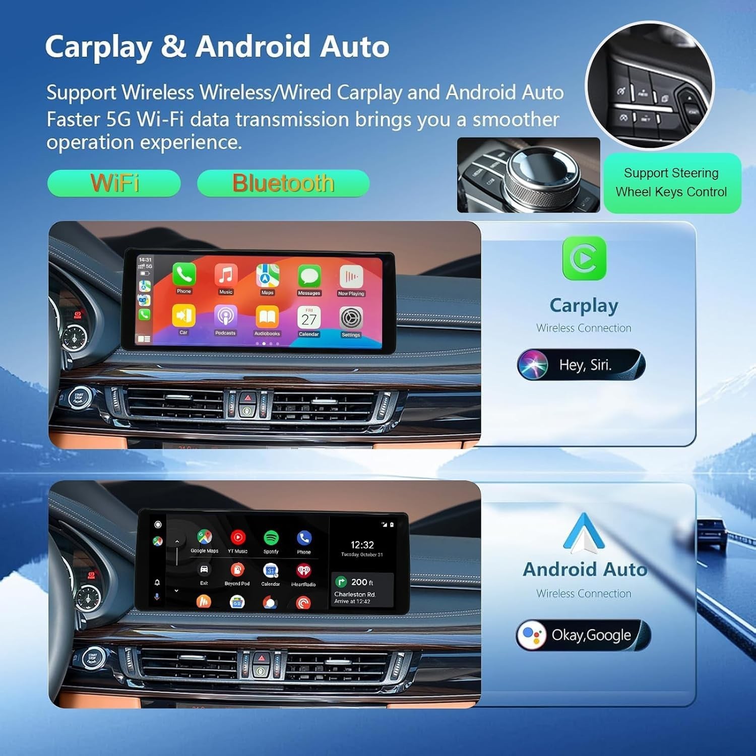 12.3″ Car Stereo Carplay for BMW X5/6 2014-2016 F15 F16 NBT, Ultra-Thin 2400 …