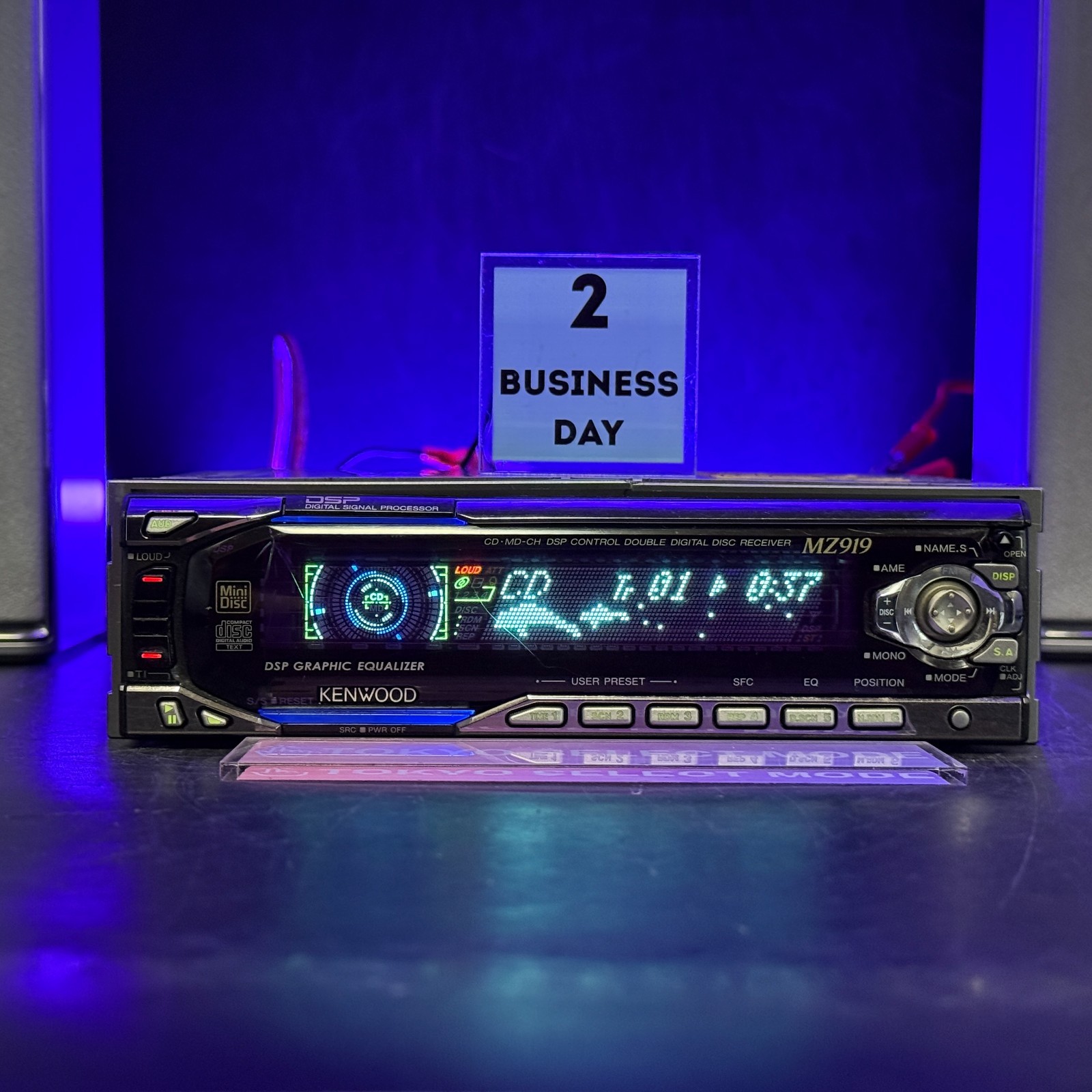 KENWOOD MZ919 1DIN Car Audio CD MD Player JDM Dolphin Display Tested In Stock