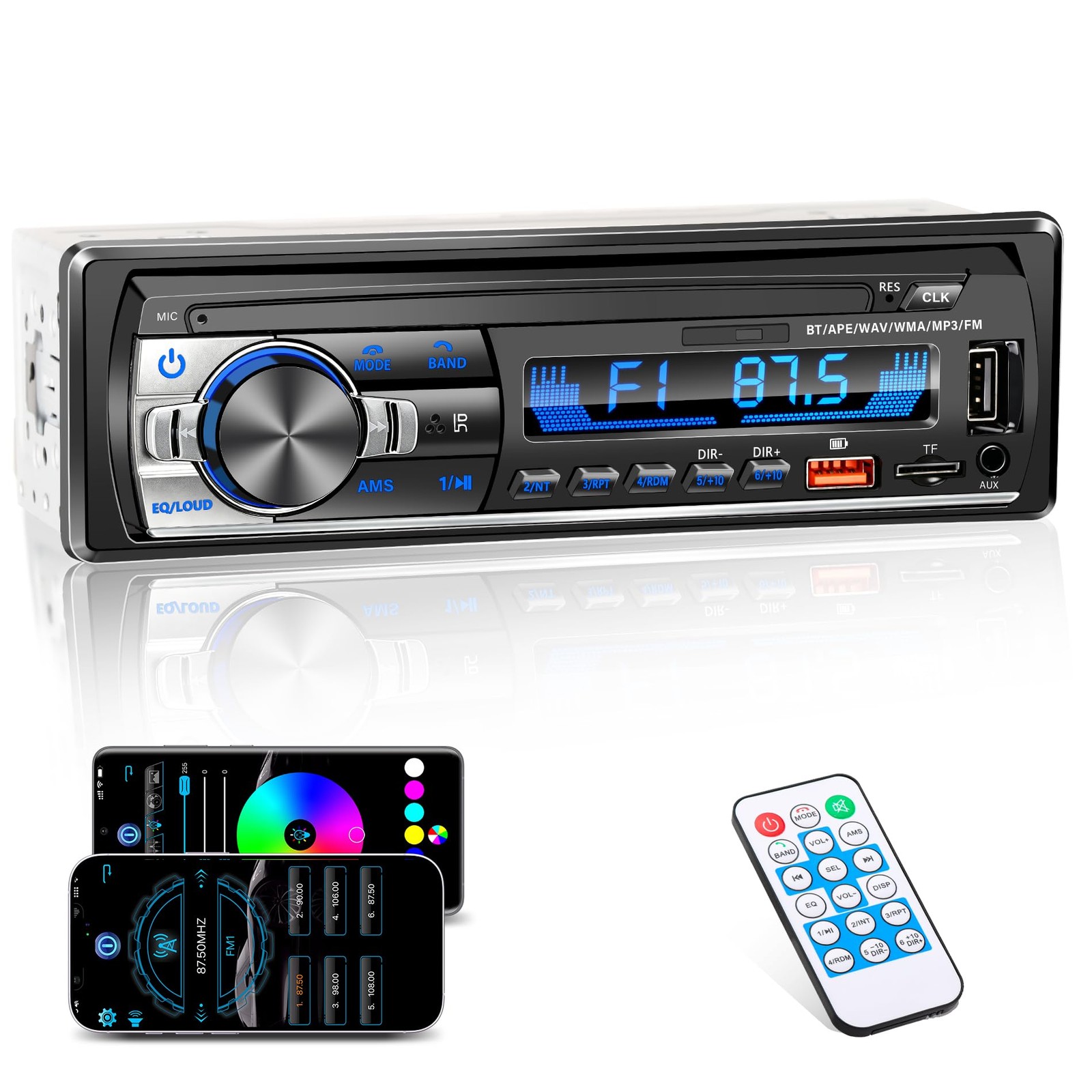 Single DIN Car Stereo Bluetooth, Car Radio Audio with Handsfree & App Control…