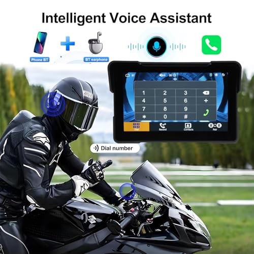 Wireless Motorcycle Carplay and Android Auto, IP67 Waterproof Smart 7″