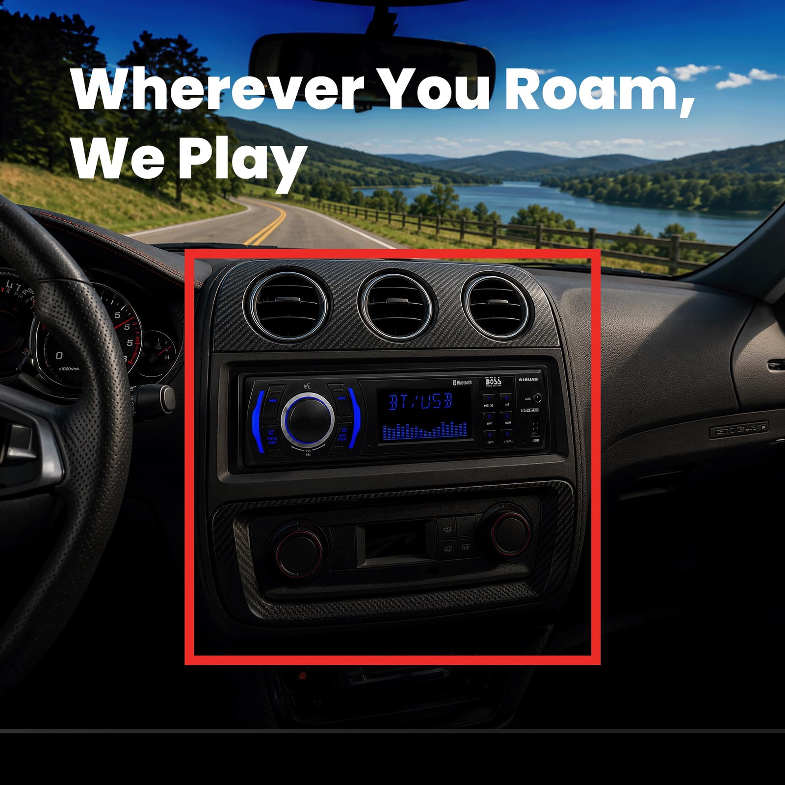 BOSS Audio Systems 616UAB Car Stereo With Bluetooth – Single DIN, MP3, Black