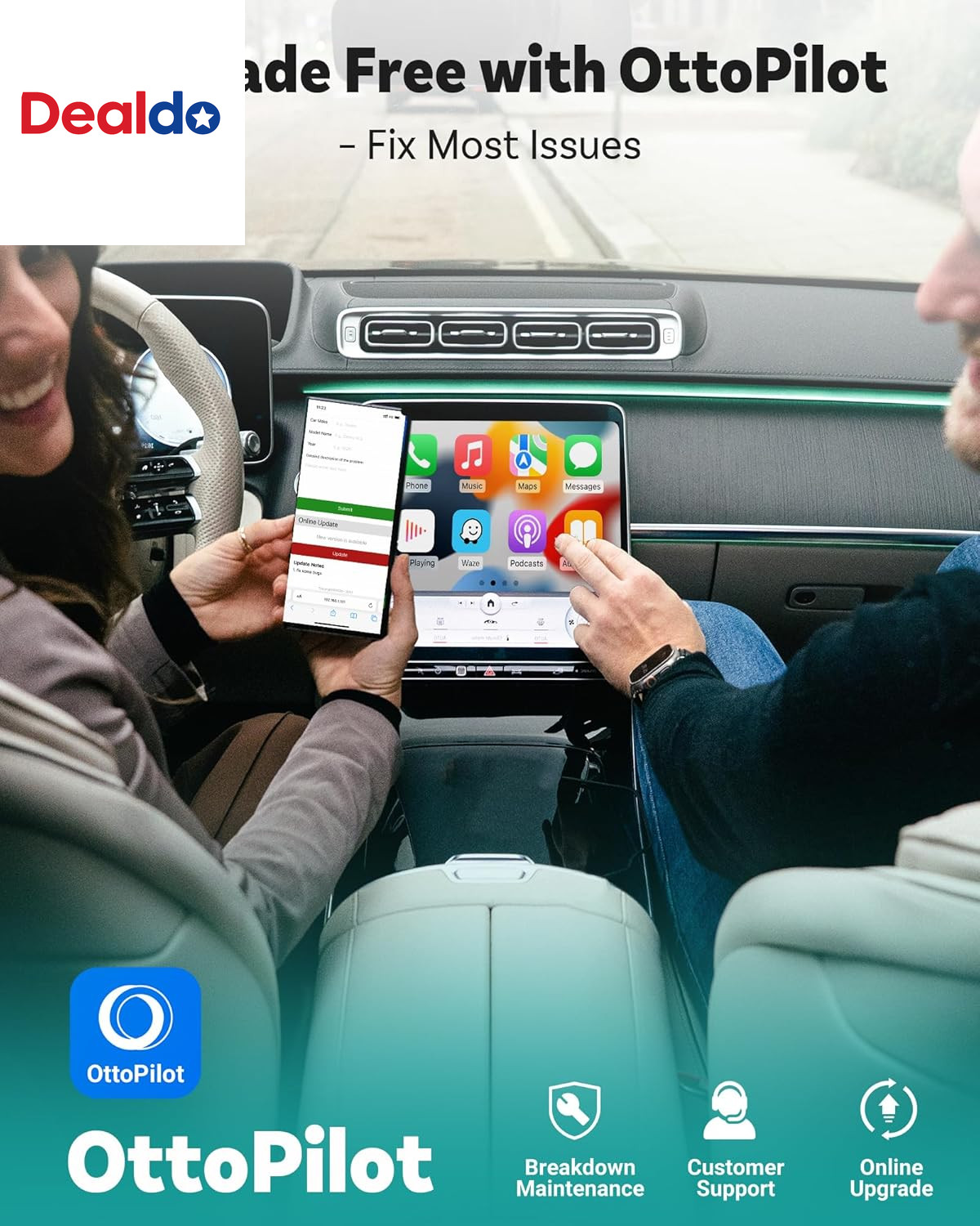 Mini Pico Wireless Carplay & Android Auto Adapter, Dual Wireless Conversion, Wi-