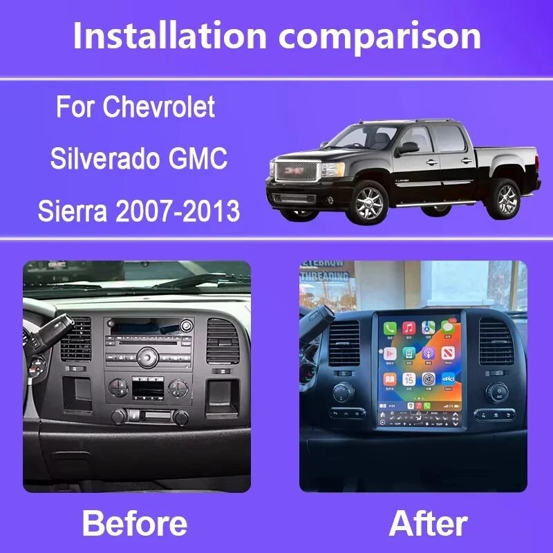 12.1″ 128GB Tesla Style Carplay Stereo GPS Radio For Silverado Sierra 2007-2013