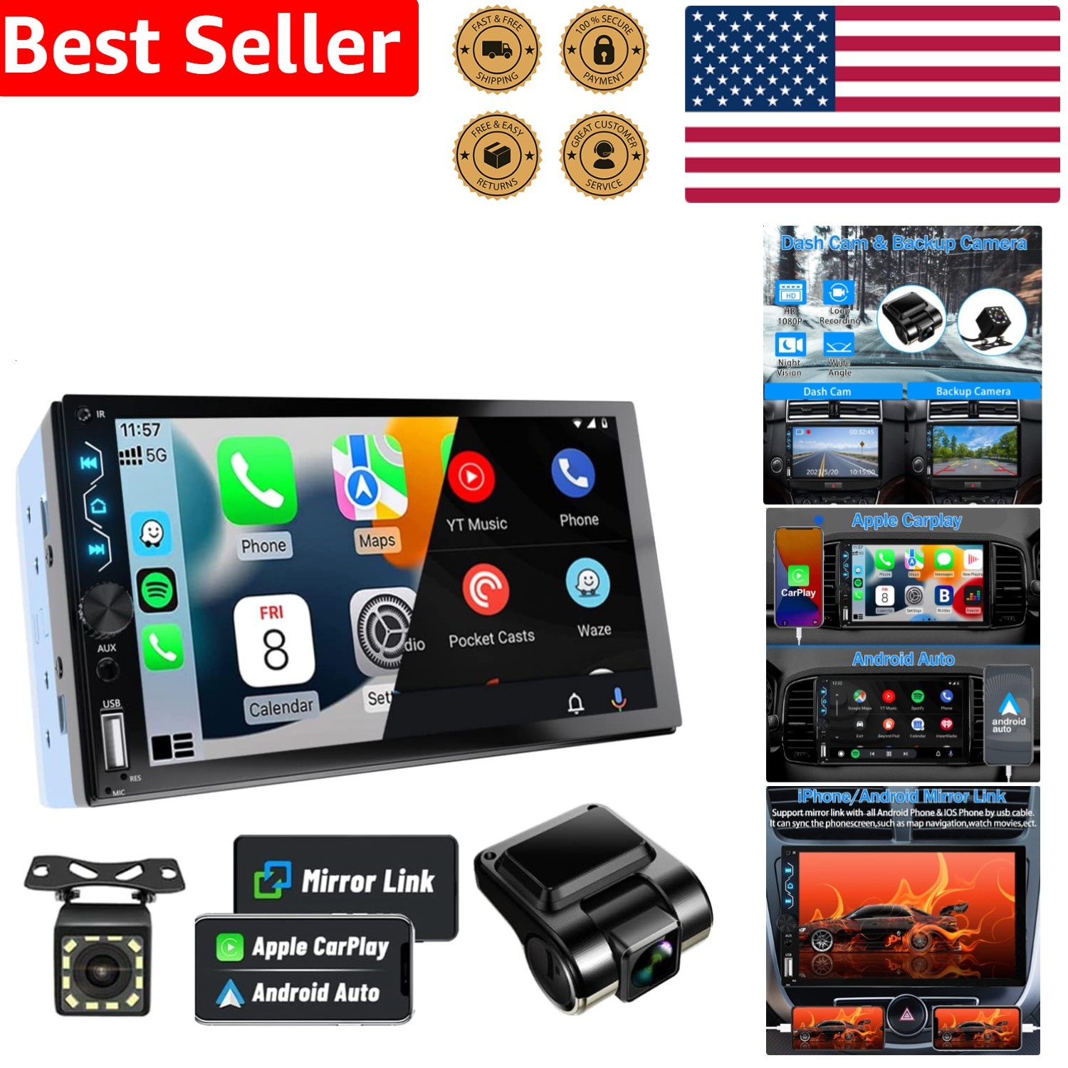 HD Touchscreen Bluetooth FM