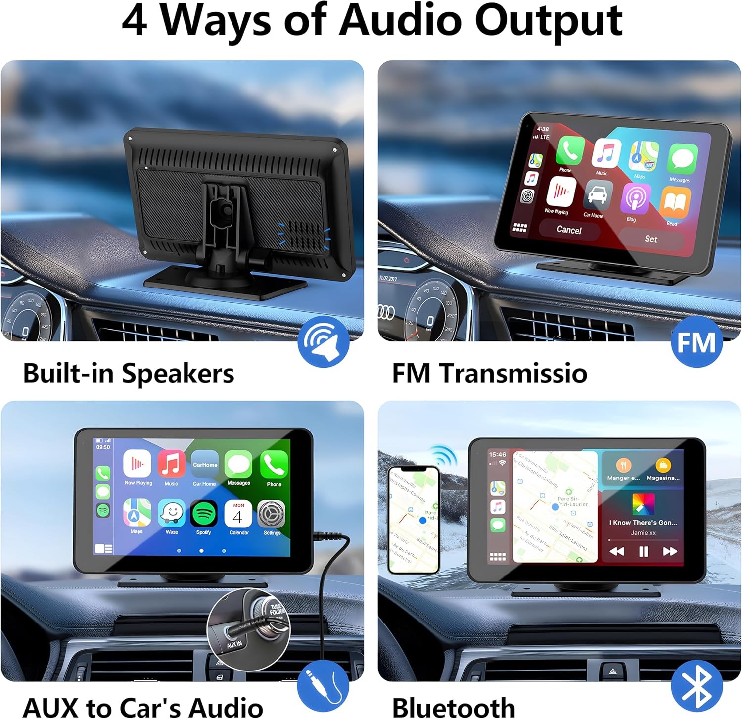 Apple Carplay Screen 7″ HD Portable Car Stereo Wireless Android GPS Navigation