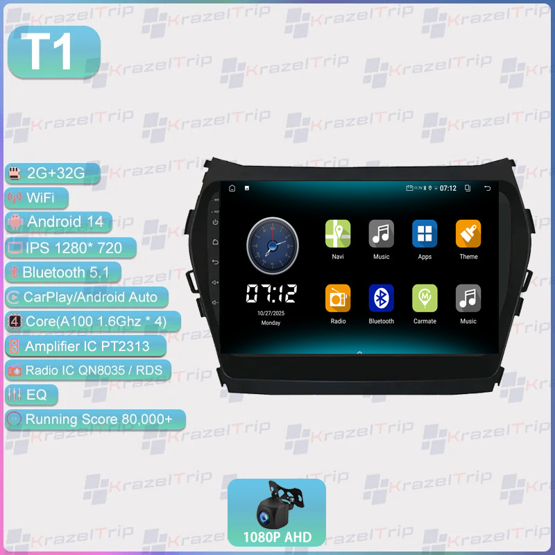 Android Auto Carplay 8 Core 64G Car Radio for Hyundai IX45 Santa Fe 2013 – 2017
