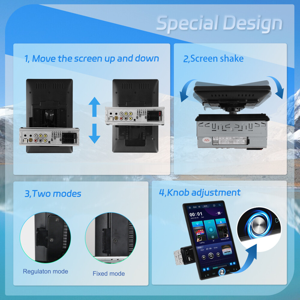 10.4″ Single Din Touch Screen Stereo Bluetooth Radio Apple/Android Carplay+CAM