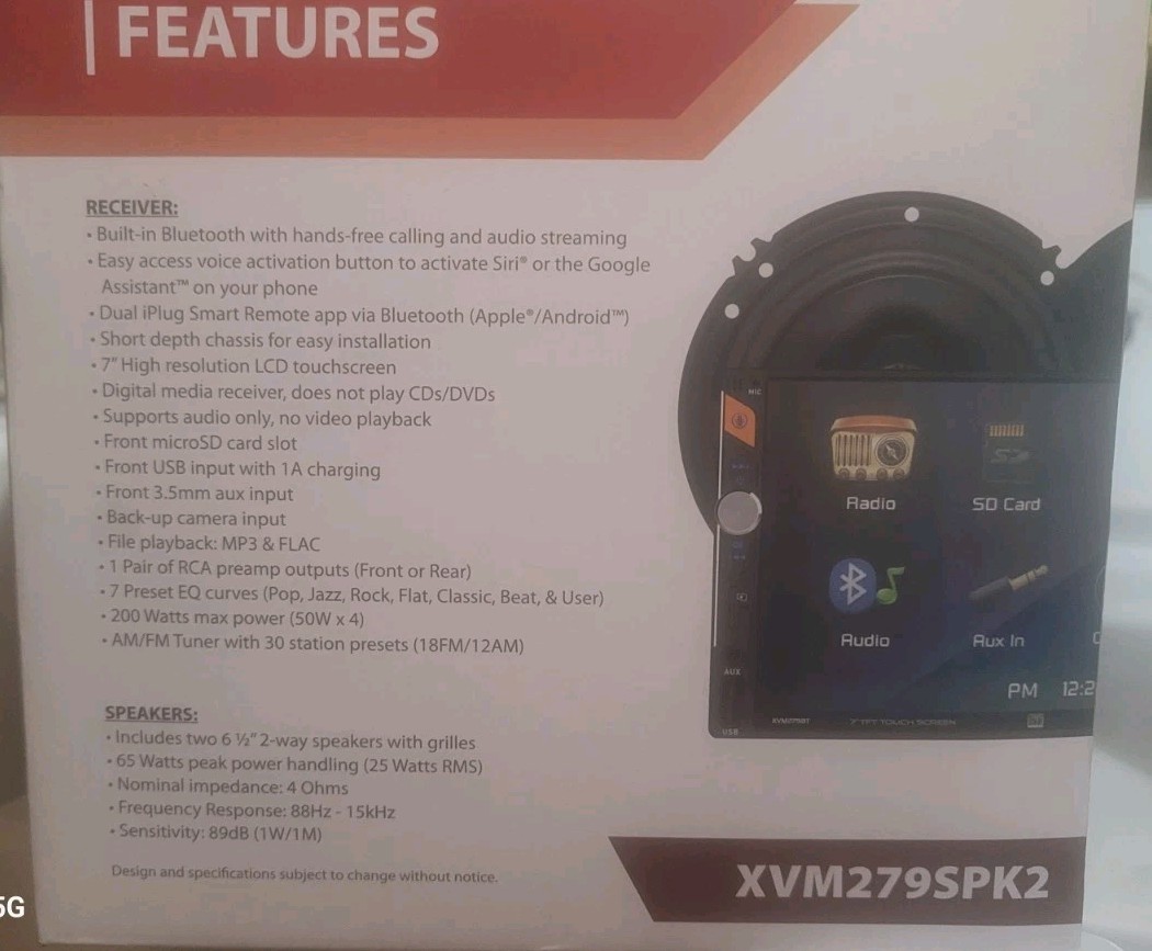 Dual XVM279SPK2 7″ Digital Multimedia Receiver (NO CD) Two 6.5″ 2-Way Speakers
