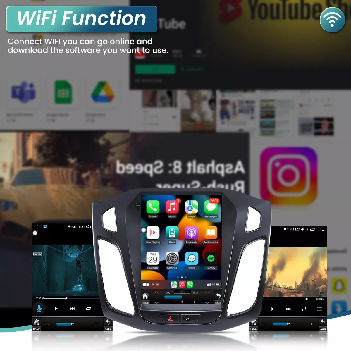 For Ford Focus 2012-2018 32GB Car Apple Carplay Radio Stereo Android 13 GPS +Cam