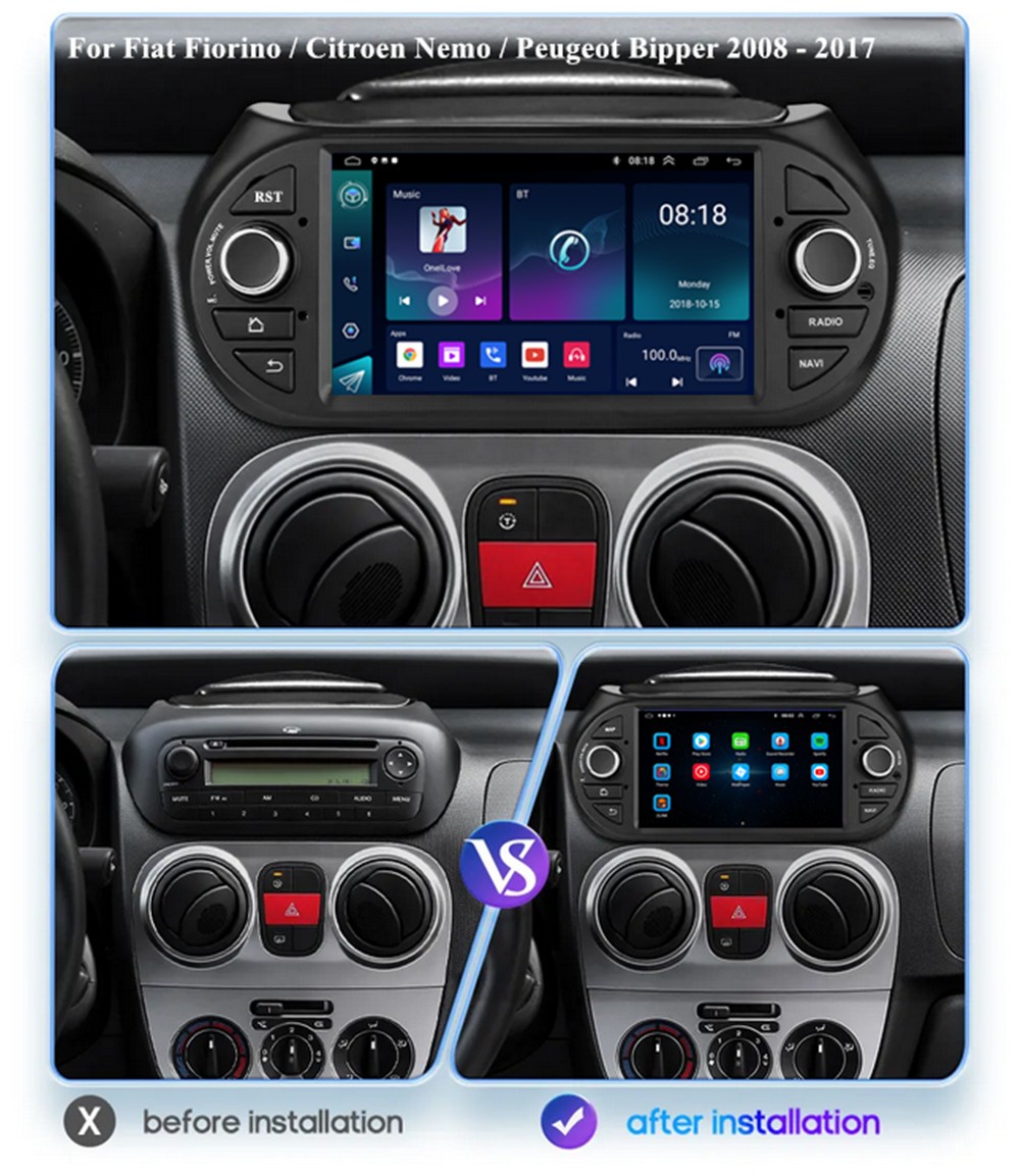 Fit For Fiat Fiorino 2008-2017 For Carplay Radio Stereo 7in Android 14 GPS 4+32G