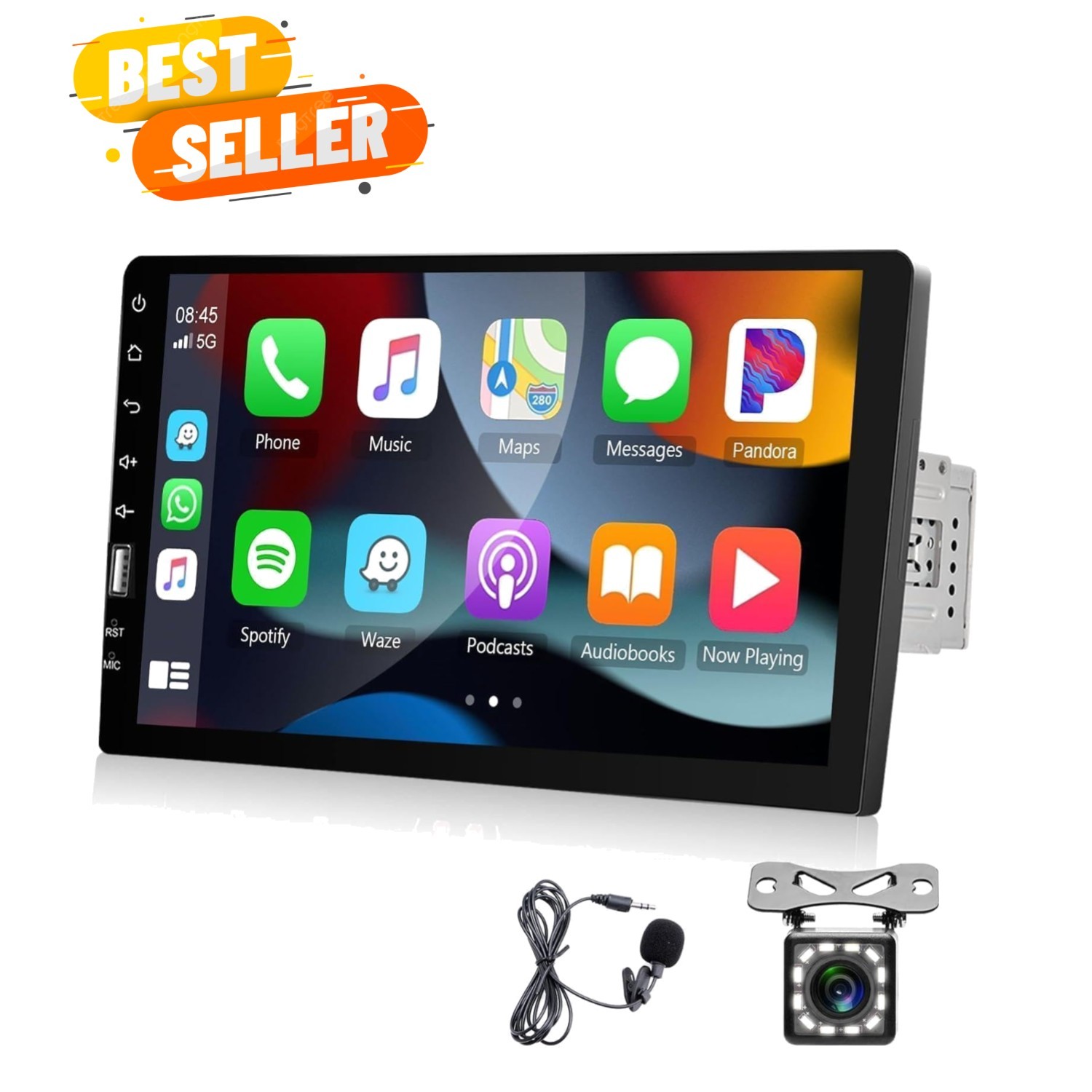 Single Din CarPlay & Android Auto Car Radio, 9-Inch Touch Screen Car Stereo w…