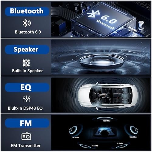 Wireless Apple CarPlay Single DIN Car Stereo, HD Touchscreen, Bluetooth 6.0, USB