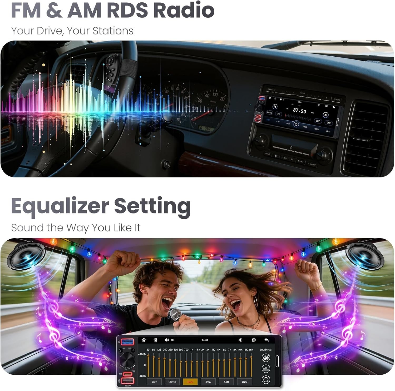 Power Acoustic Single DIN 6.5″ Touchscreen Car Stereo Apple Carplay