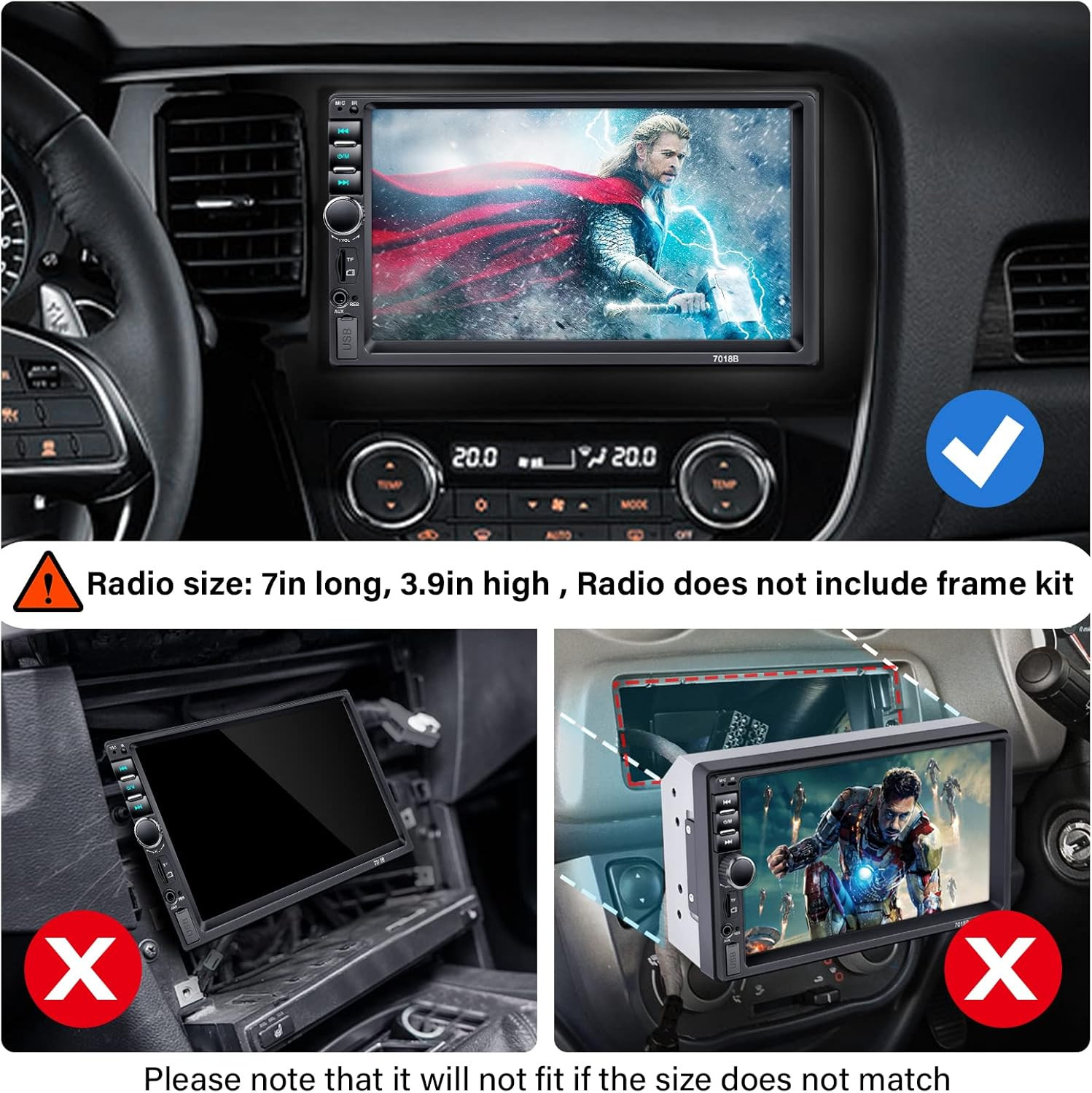 Double Din Car Stereo with Backup Camera Microphone, 7′ Touchscreen 2 Din Radio,